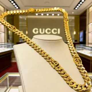 Gucci GG Marmont Gold Chunky Curb-Link Chain Interlocking G Logo Links Necklace