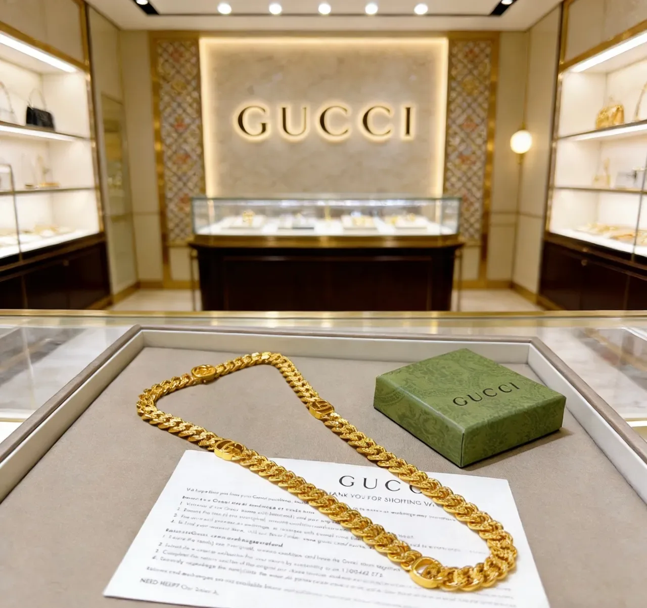 Gucci GG Marmont Gold Chunky Curb-Link Chain Interlocking G Logo Links Necklace 6