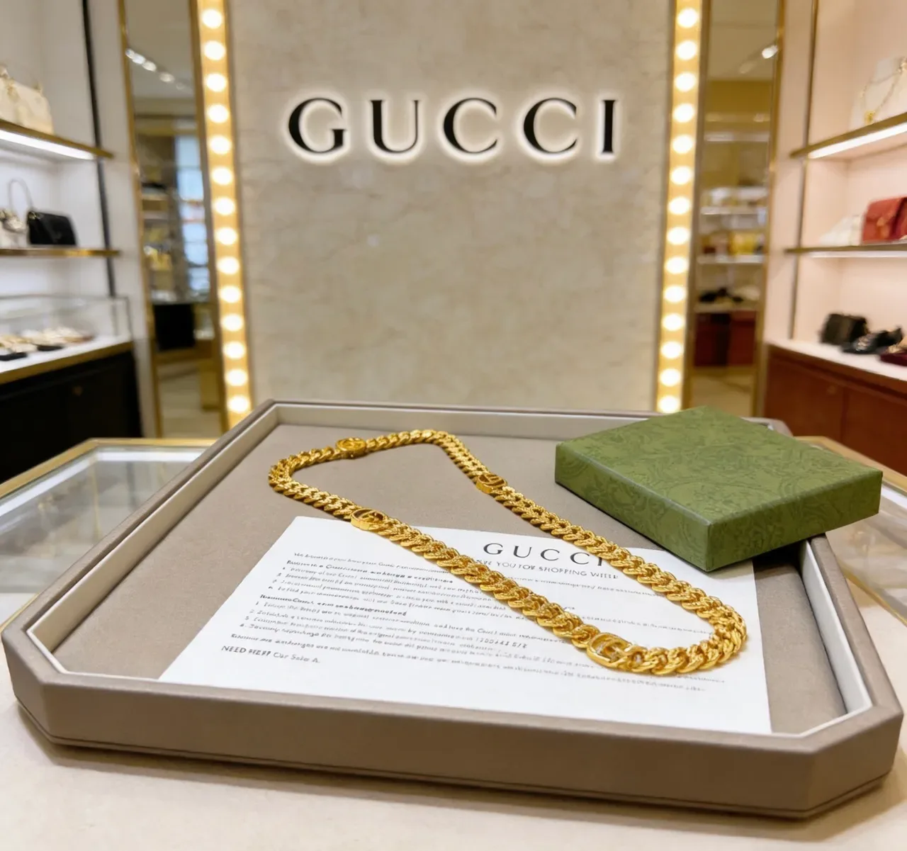 Gucci GG Marmont Gold Chunky Curb-Link Chain Interlocking G Logo Links Necklace 9