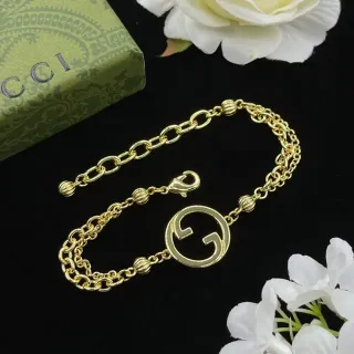 Gucci GG Marmont Gold Double-Chain Interlocking G Pendant Bracelet