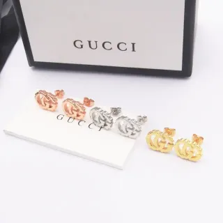 Gucci GG Marmont Gold Silver Interlocking G Logo Stud Earrings