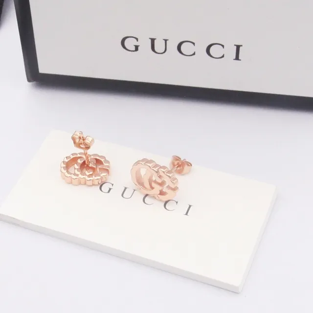 Gucci GG Marmont Gold Silver Interlocking G Logo Stud Earrings 5