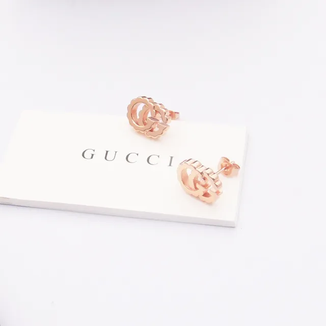 Gucci GG Marmont Gold Silver Interlocking G Logo Stud Earrings 6