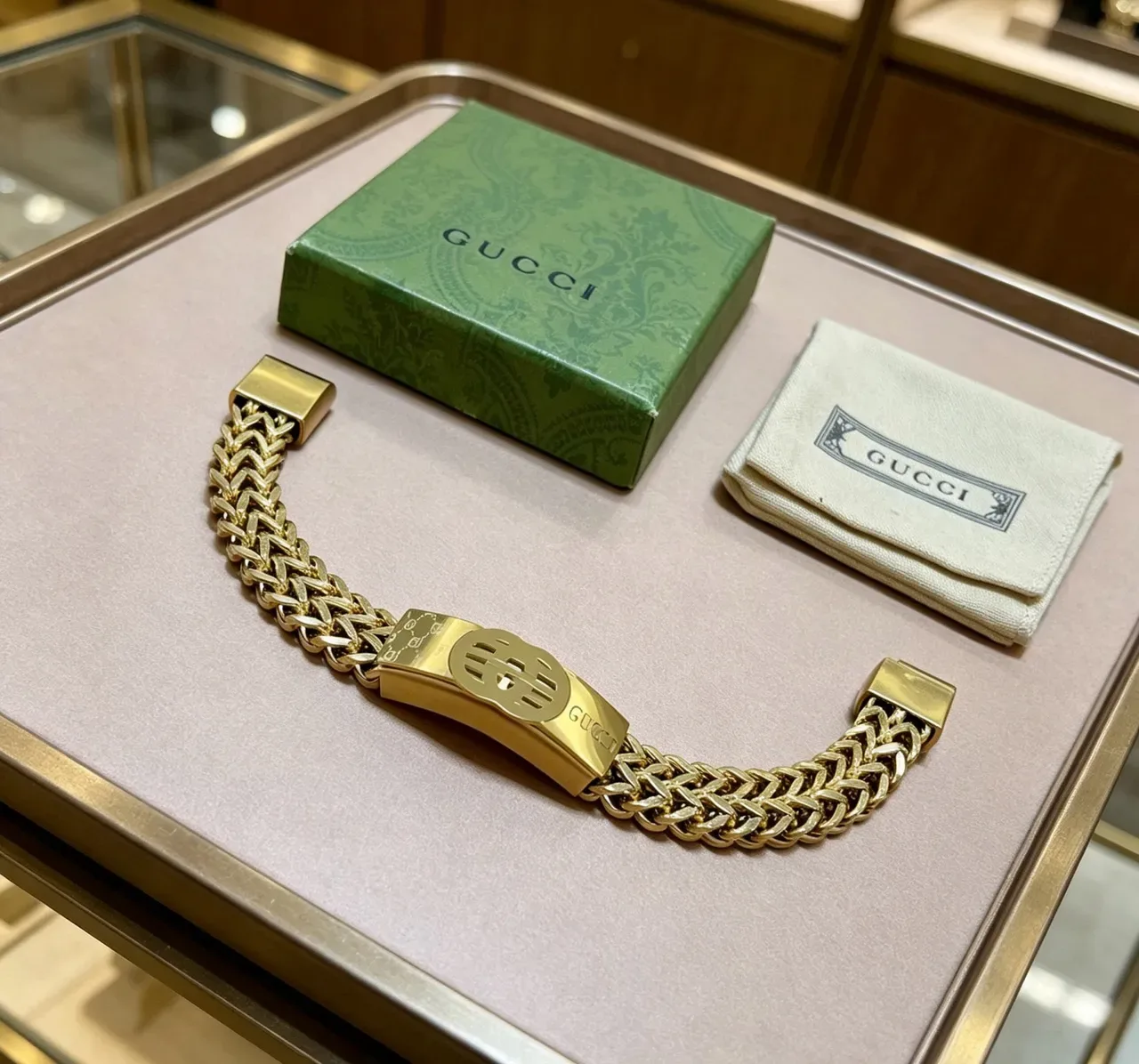 Gucci GG Marmont Gold-Tone Curb-Link Bracelet 4