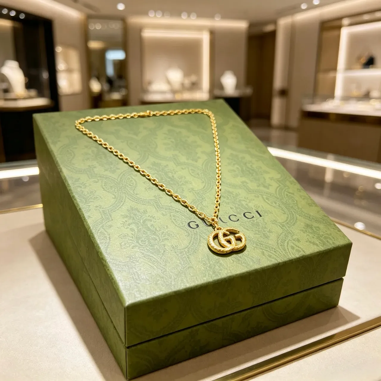 Colar Gucci GG Marmont Dourado Trança Retorcida Interlocking G 4