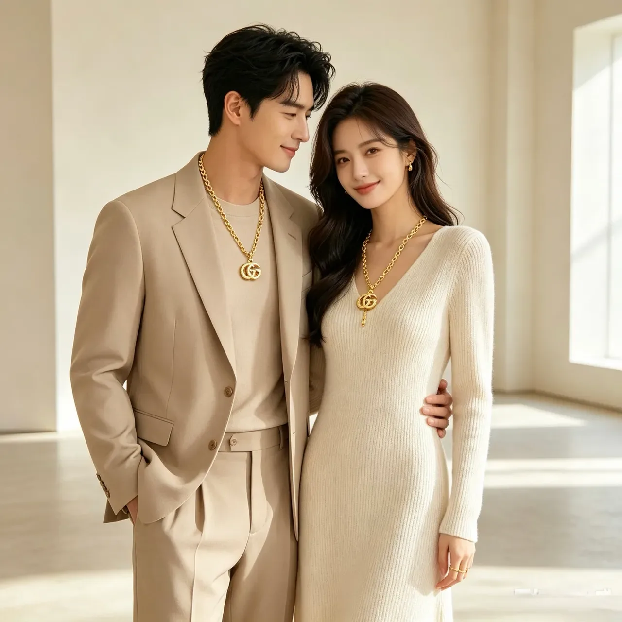 Colar Gucci GG Marmont Dourado Trança Retorcida Interlocking G 8