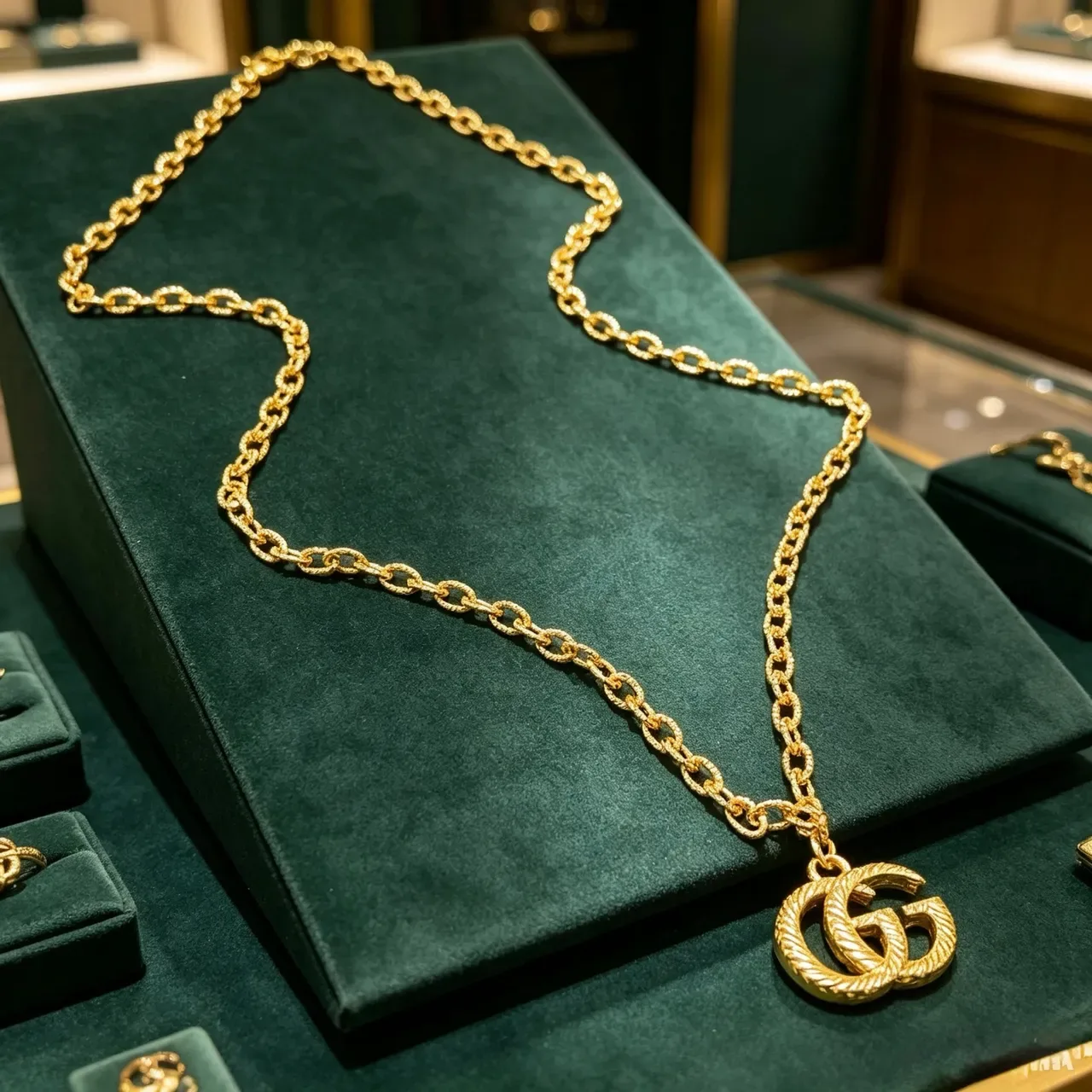 Colar Gucci GG Marmont Dourado Trança Retorcida Interlocking G 9