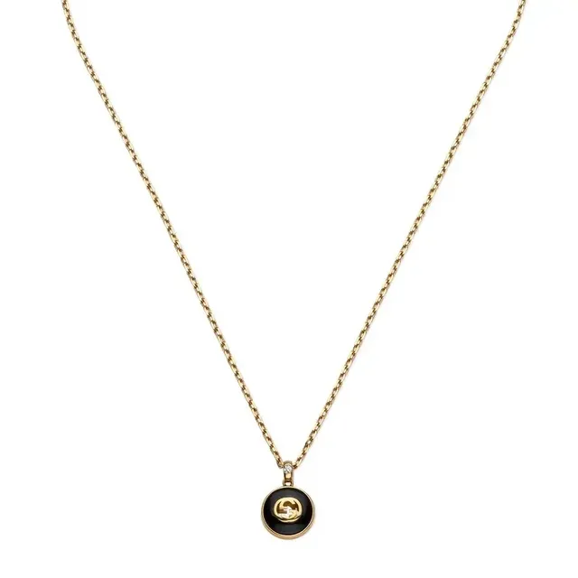 Gucci GG Marmont Green Enamel Interlocking G Necklace 9