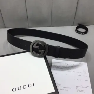 Gucci GG Marmont Interlocking G Black Leather Belt