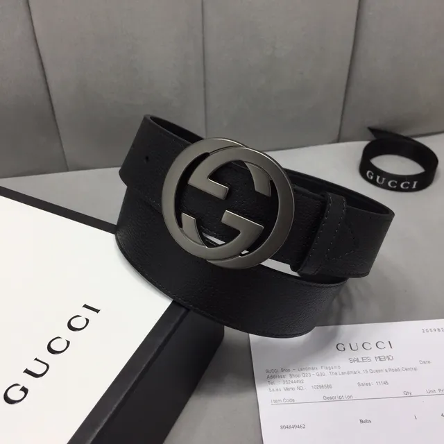 Gucci GG Marmont Interlocking G Black Leather Belt 2