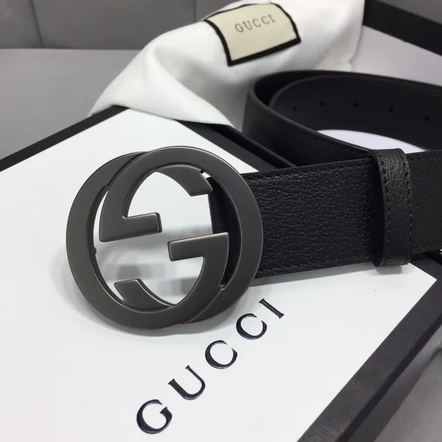 Gucci GG Marmont Interlocking G Black Leather Belt 3