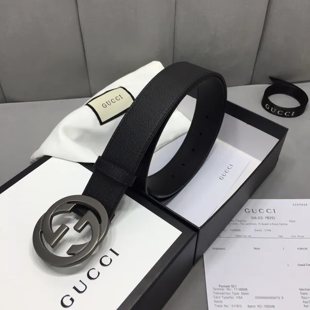 Gucci GG Marmont Interlocking G Black Leather Belt 4