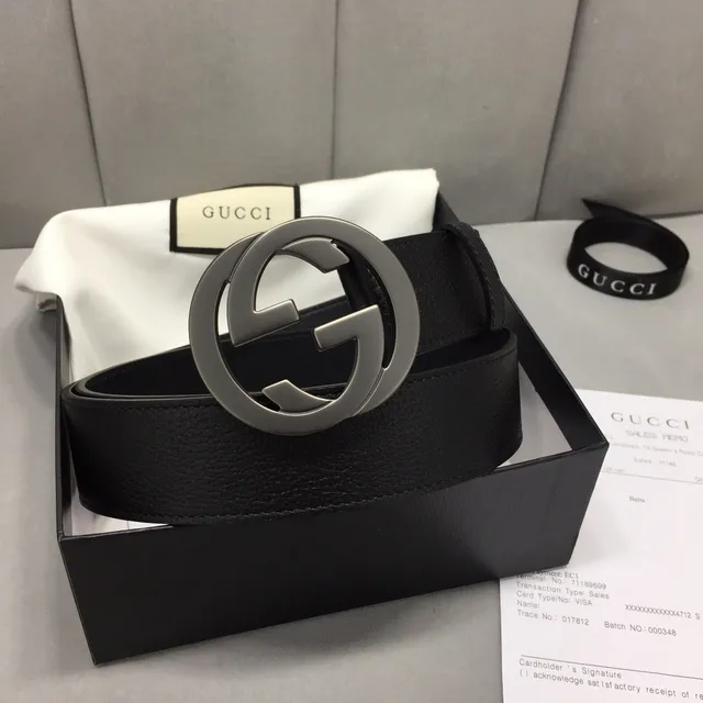 Gucci GG Marmont Interlocking G Black Leather Belt 5
