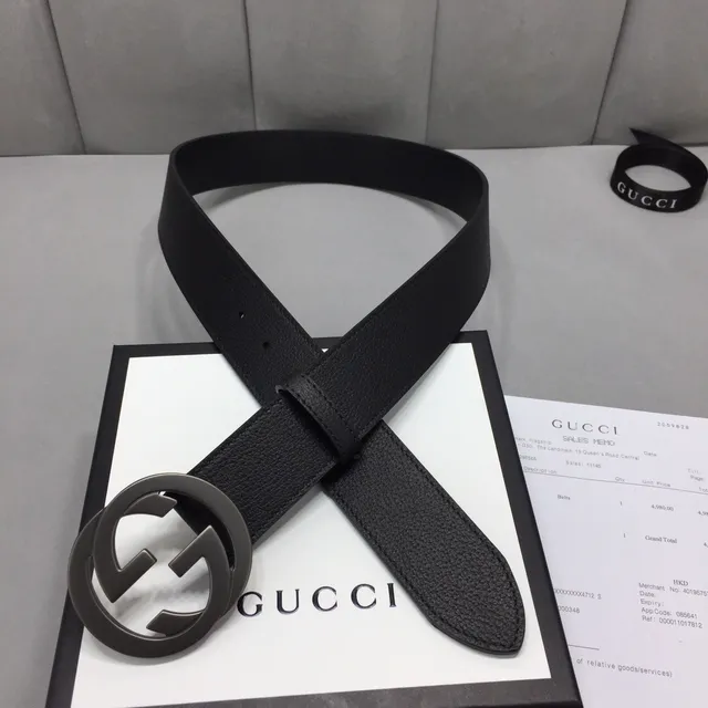 Gucci GG Marmont Interlocking G Black Leather Belt 6