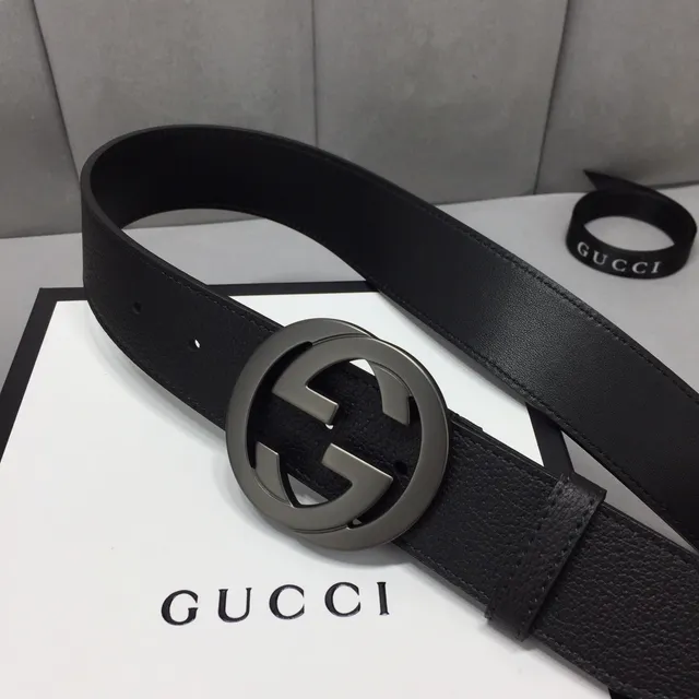 Gucci GG Marmont Interlocking G Black Leather Belt 9