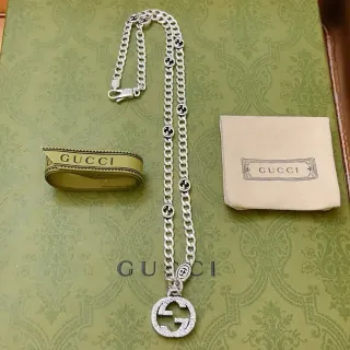 Gucci GG Marmont Interlocking G Crystal Pendant Necklace