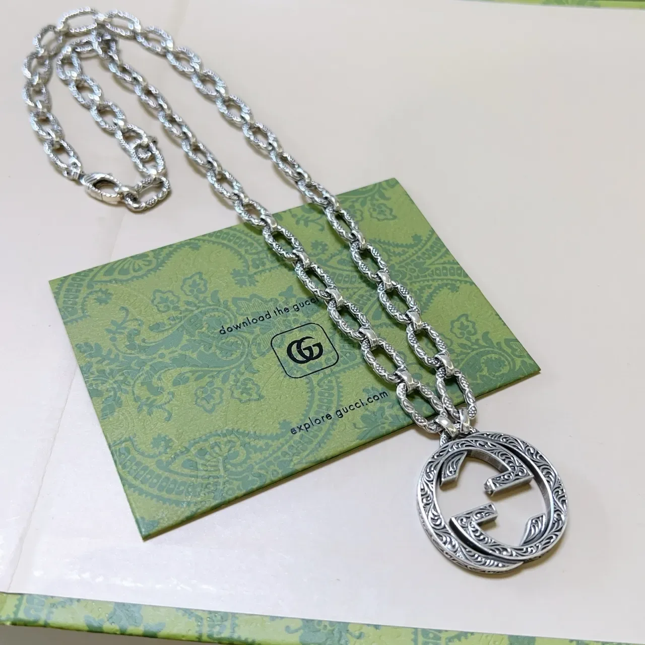 Gucci GG Marmont Interlocking G Filigree Pendant Necklace 7
