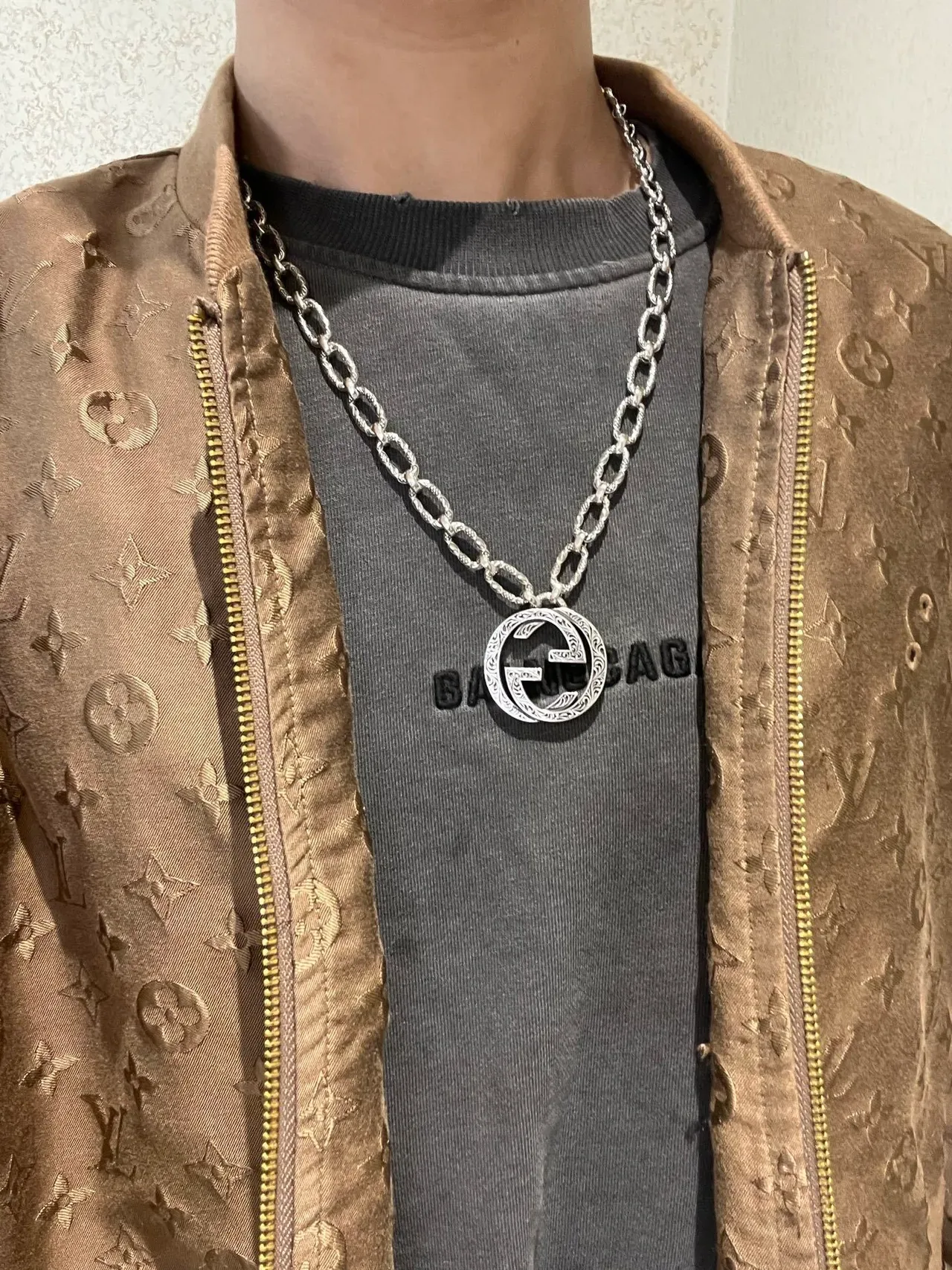 Gucci GG Marmont Interlocking G Filigree Pendant Necklace 8