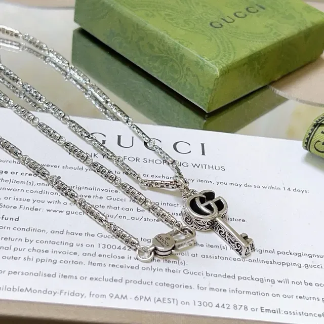 Gucci GG Marmont Key Pendant Silver-Tone Necklace 4