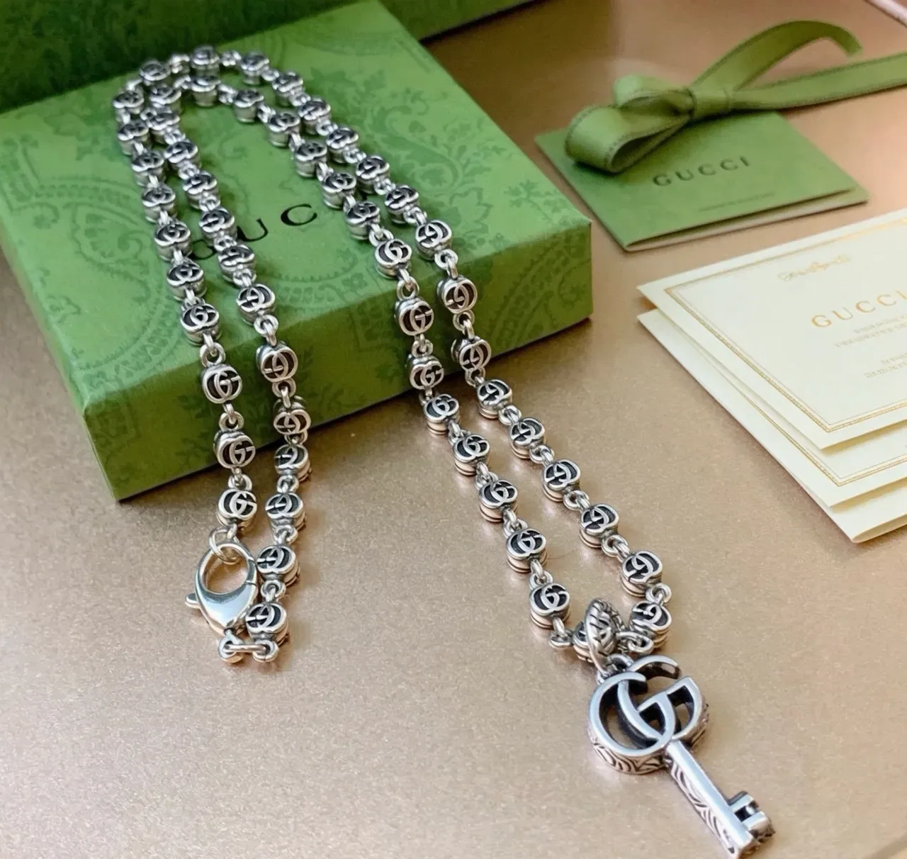 Gucci GG Marmont Key Pendant Silver-Tone Necklace 2