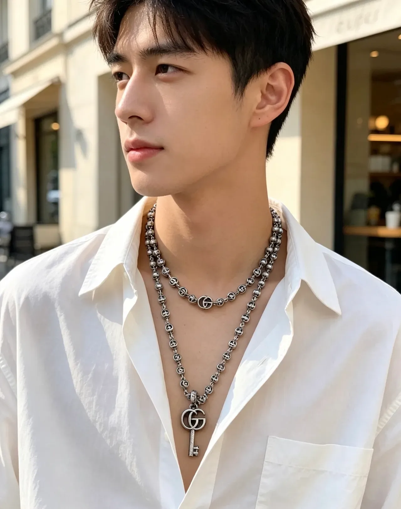 Gucci GG Marmont Key Pendant Silver-Tone Necklace 9