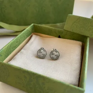 Gucci GG Marmont Laurel Wreath Interlocking G Stud Earrings
