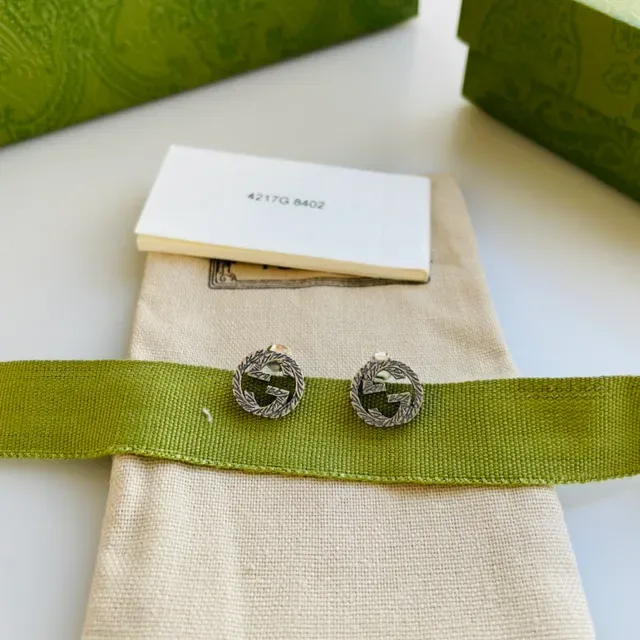 Gucci GG Marmont Laurel Wreath Interlocking G Stud Earrings 2