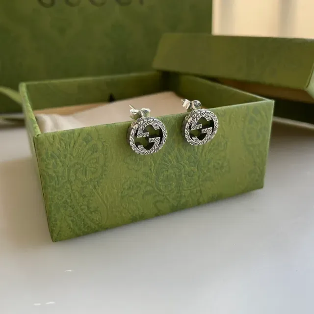 Gucci GG Marmont Laurel Wreath Interlocking G Stud Earrings 5