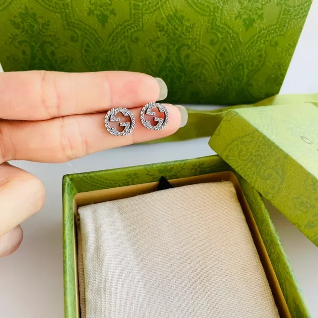 Gucci GG Marmont Laurel Wreath Interlocking G Stud Earrings 6