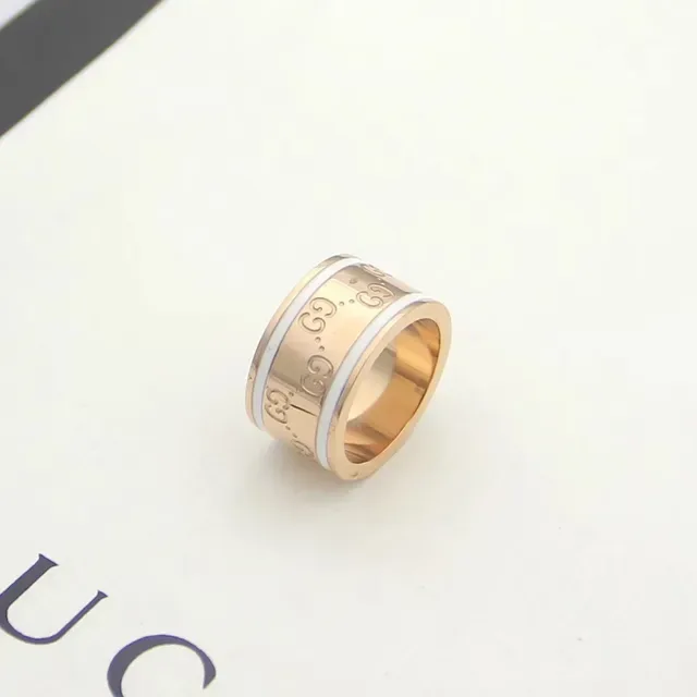 Gucci GG Marmont Monogram Enamel Stripe Stackable Rings 5