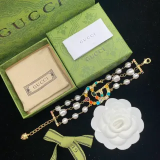 Gucci GG Marmont Pulseira Multicolor de Cristal e Pérola