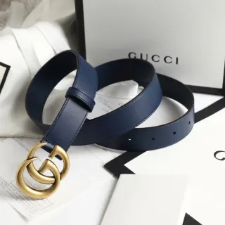 Gucci GG Marmont Navy Blue Leather Belt