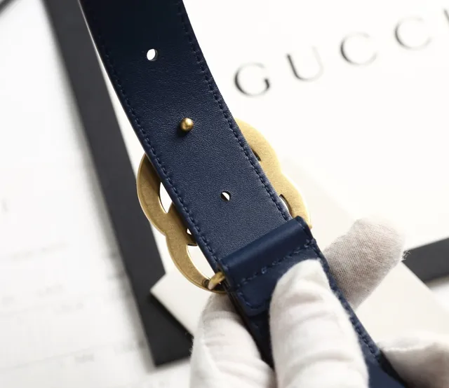 Gucci GG Marmont Ceinture en cuir bleu marine 2