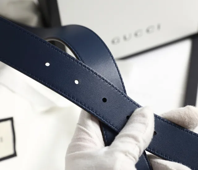 Gucci GG Marmont Ceinture en cuir bleu marine 3