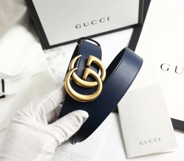 Gucci GG Marmont Ceinture en cuir bleu marine 4