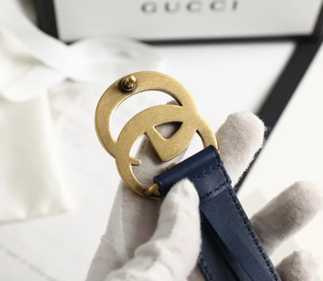 Gucci GG Marmont Ceinture en cuir bleu marine 5