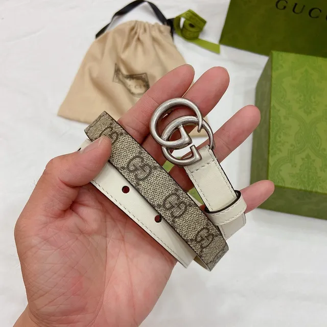 Gucci GG Marmont Off-White Leather Belt 2