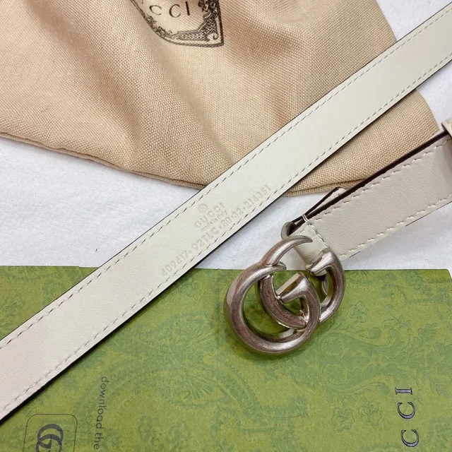 Gucci GG Marmont Off-White Leather Belt 3
