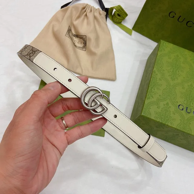 Gucci GG Marmont Off-White Leather Belt 6