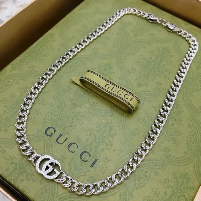 Gucci GG Marmont Pavé Interlocking GG Curb-Link Necklace 7
