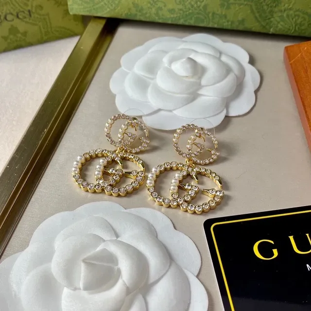 Gucci GG Marmont Pearl and Crystal Drop Earrings 3
