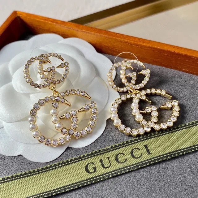 Gucci GG Marmont Pearl and Crystal Drop Earrings 5