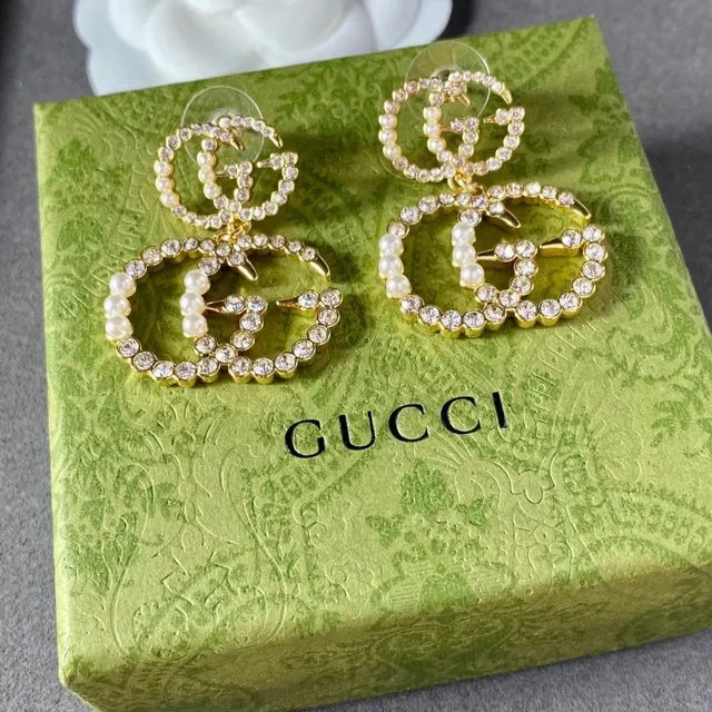 Gucci GG Marmont Pearl and Crystal Drop Earrings 7