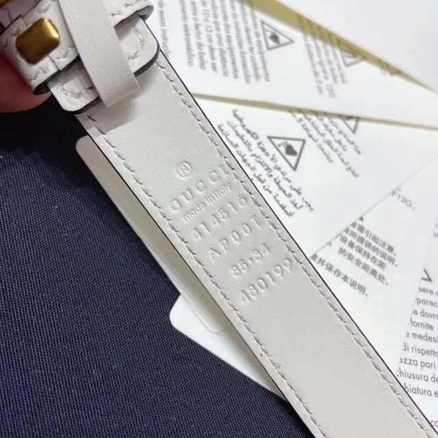 Ceinture en cuir Gucci GG Marmont perlée blanc cassé 7