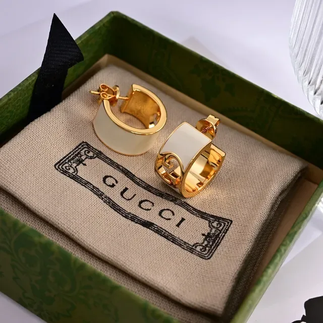 Gucci GG Marmont Pink Enamel Gold-Tone Hinged Hoop Earrings 3