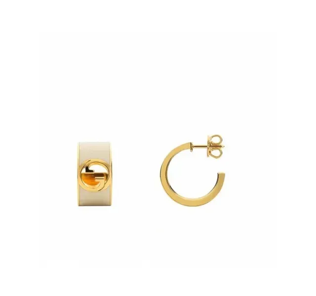 Gucci GG Marmont Pink Enamel Gold-Tone Hinged Hoop Earrings 5