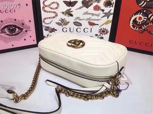 Gucci GG Marmont Quilted Chevron Dusty Pink Chain Bag 19