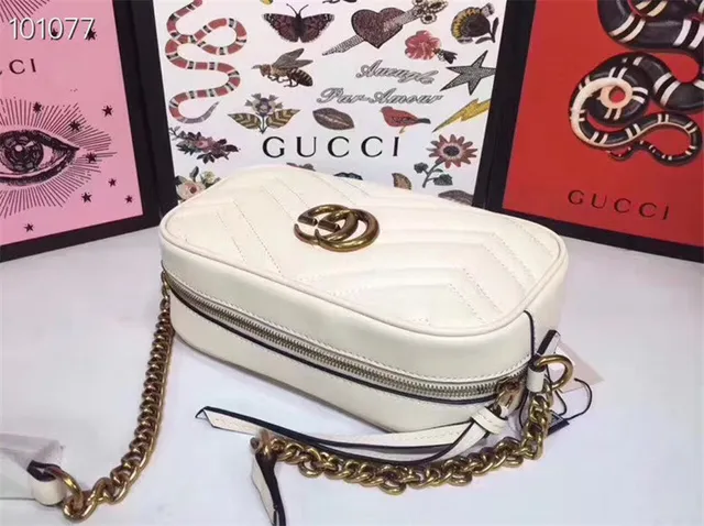 Gucci GG Marmont Quilted Chevron Dusty Pink Chain Bag 21