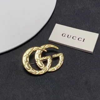 Gucci GG Marmont Quilted Gold-Tone Interlocking G Brooch