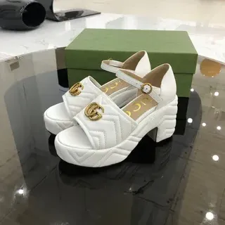 Gucci GG Marmont Quilted White Gladiator Sandals